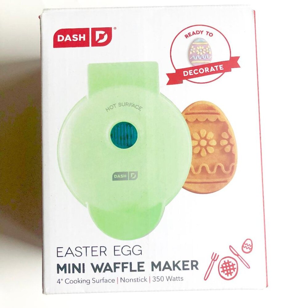 Dash, Easter Egg Mini Waffle Maker, Pastel Green, 4" nonstick cooking surface